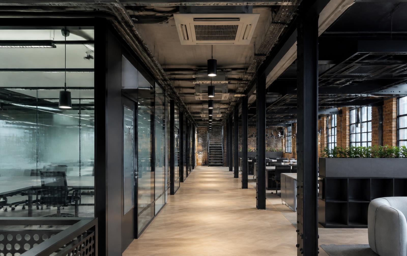 Modern commercial office with ceiling cassette air conditioning